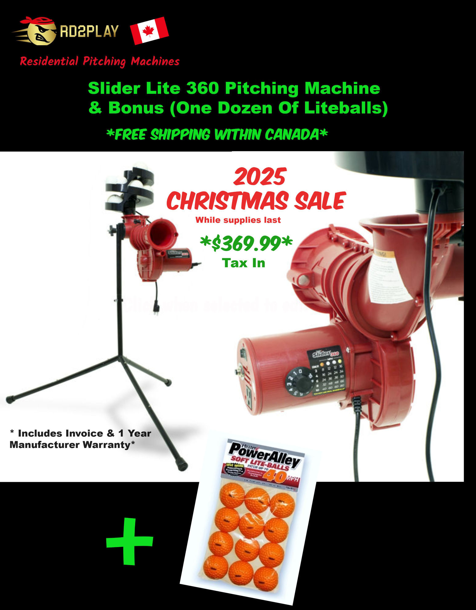 Picture of Slider Lite 360 Pitching Machine & One Dozen Of Lite Balls