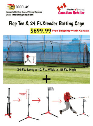 Picture of 24 Ft. Xtender Batting Cage & Flop Top Travel Tee